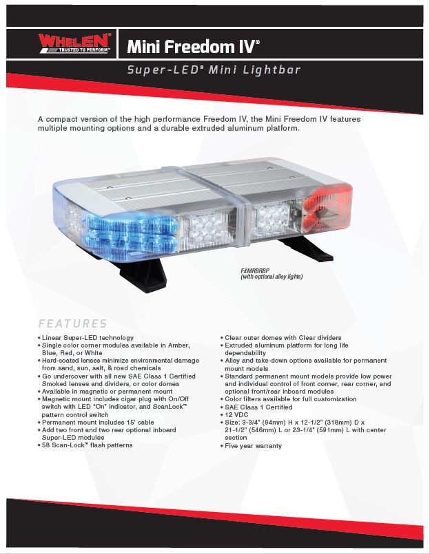 Whelen NFPA Edge Freedom IV Super LED Lightbar